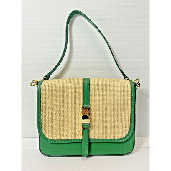 Valentina Fiore Genuine Leather Made in Italy Green  Crossbody Shoulder Handbag - Picture 3 of 16